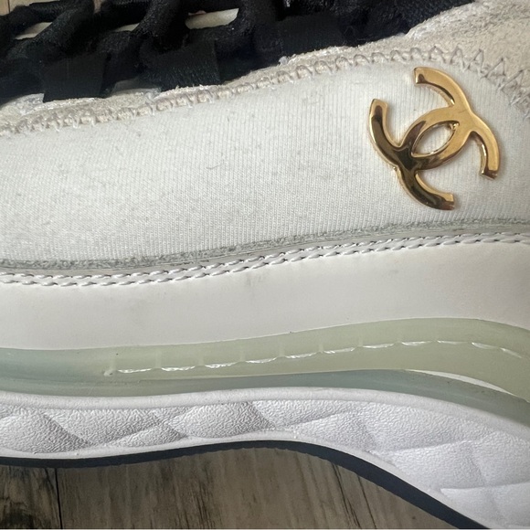 Chanel Fabric and Suede CC Sneakers in Black and White - Picture 8 of 12